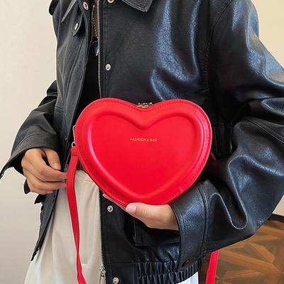 Hot Sale Heart Shape Crossbody Bags For Women Solid Pu Leather Shoulder Bags Fashion Handbags