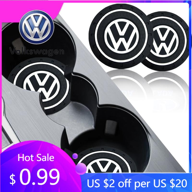 2026 Hot For Volkswagen VW 2Pcs Car Anti Slip Coaster Anti-noise Water Cup Pad Cushion Car Styling For Volkswagen VW Jetta Rline