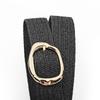 Women's Elastic Woven Straw Belt with Egg Shape Alloy Buckle - Retro Casual Design