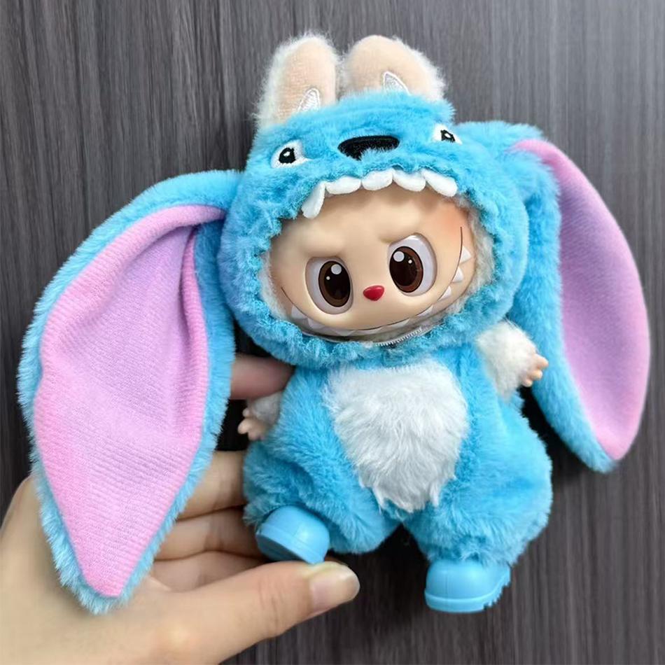 Anime 15-17cm Labubu Kleidung Beliebte Neue Produkte Mode Klettverschluss 17cm Puppe Süßes Kleid Lässiges Set Rock Plüschtier Kleidung