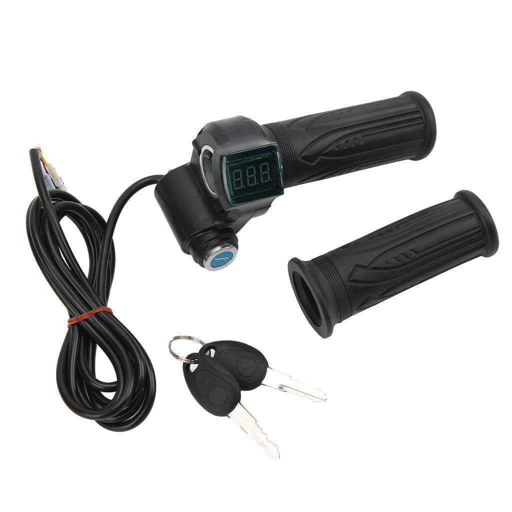 2PCS Electric Bicycle Throttle Grip Speed Control Throttle Handle with Green Digital Display