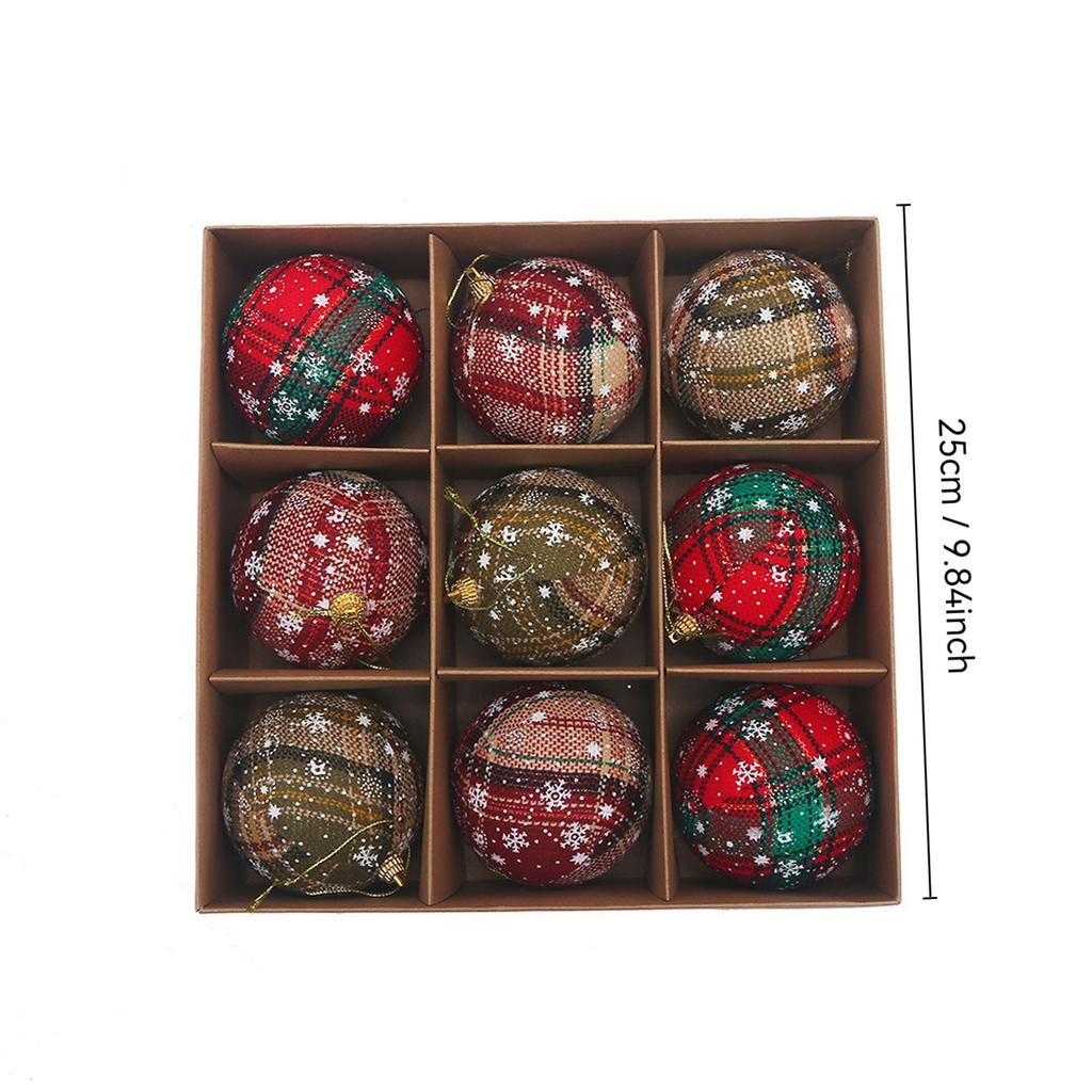 Christmas Ball Ornament Plaid Pattern Chic Style Foam Tree Decor Ball Holiday Festive Home Christmas Party Supply Ornament