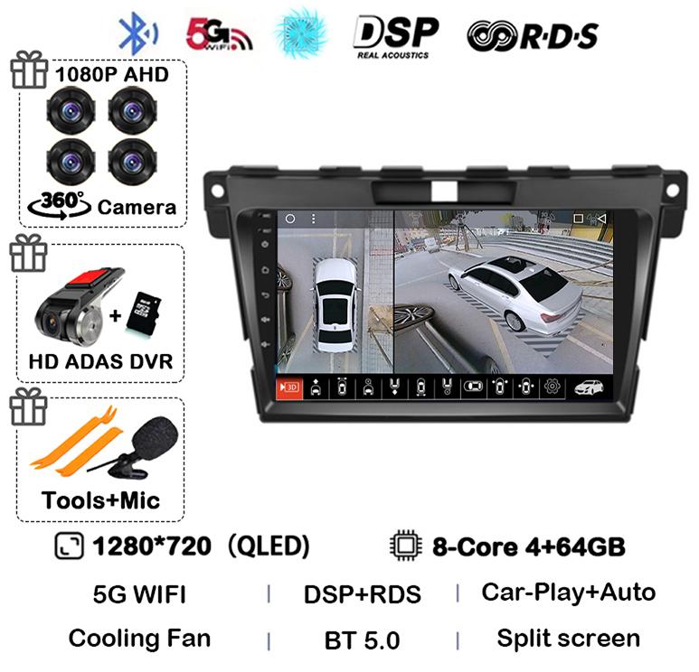 Android 14 Carplay For MAZDA CX-7 CX7 CX 7 2007 2008 2009 2010 2011 2012 2013 2014 Car Radio GPS Multimedia Video Player Stereo