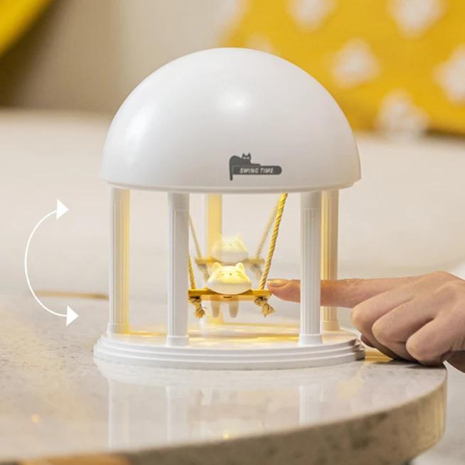 Dreamy Projector Ambient Night Light Wireless Bluetooth Speaker High Pitched Swing Cat Music Box Ambient Lamp