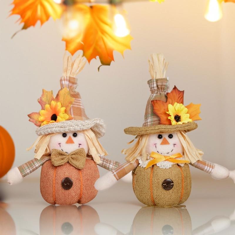 Festival Scarecrow Figurine With Soft Fabric Materials Seasonal Home Decoration for Kids Room Office Desk Accessories