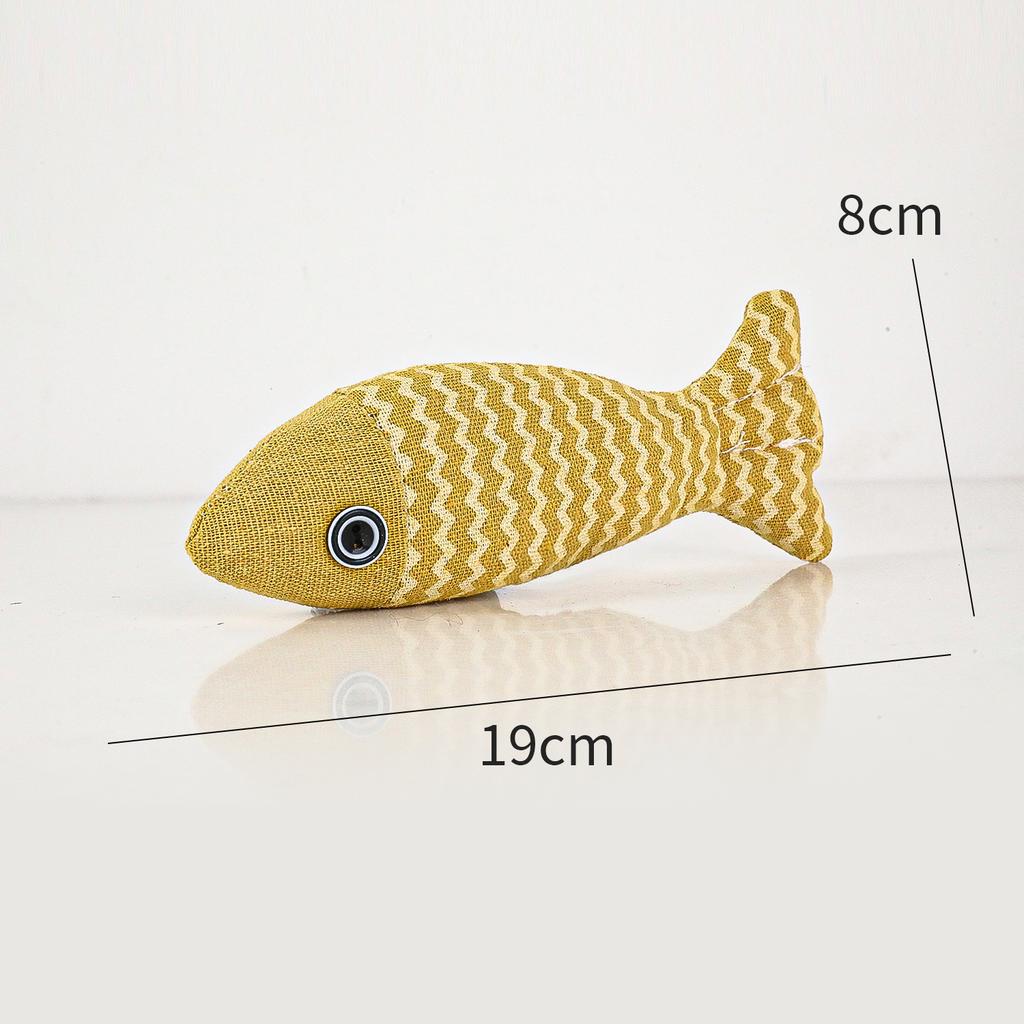 New Pippi Amoy Plush Cat Toy Wave Fish with Mint, Cat Self-hi Pet Toy