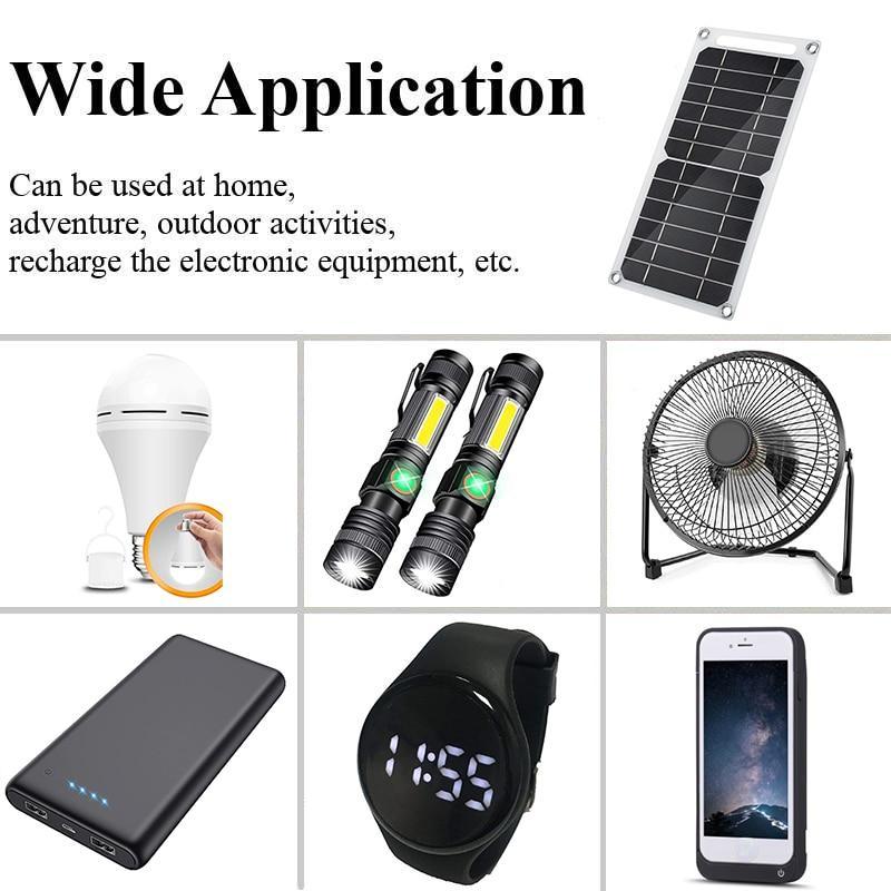 Panel Solar USB de alta potencia de 5V, impermeable para exteriores, senderismo, Camping, células portátiles, Banco de energía, cargador Solar de batería