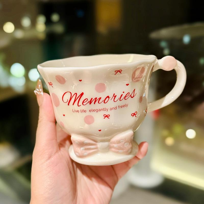 Высококачественная керамическая кружка с бантом для девочек, кружка для сердца девочки, домашняя кружка для завтрака, молочная кружка, бокал, сувенир About 330ml