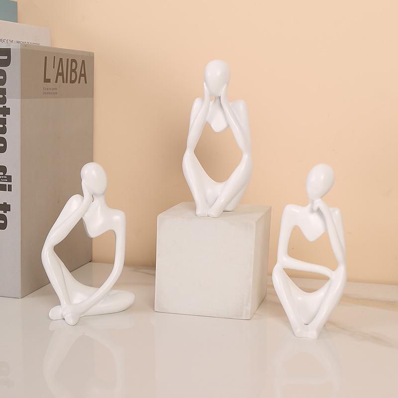 Cross-border Mini Figure Sitting Posture Resin Ornaments Set for Home & Office Decor