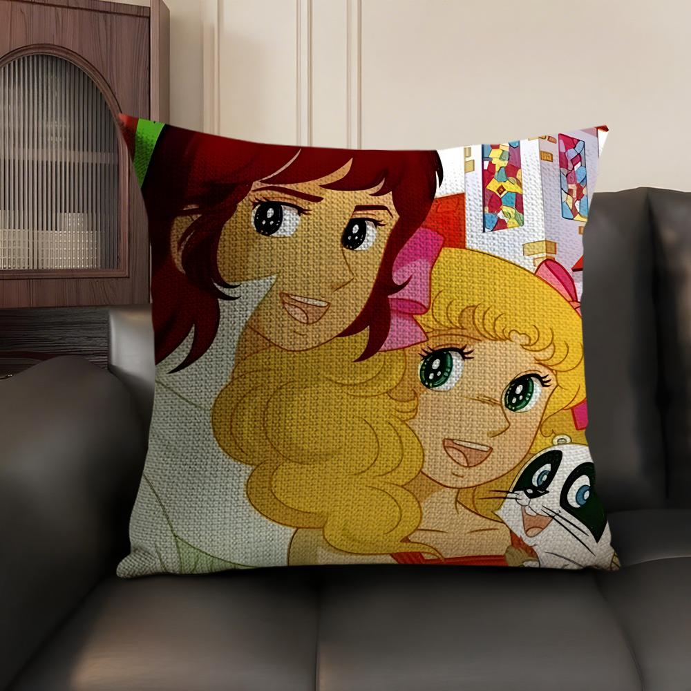 CCandy Candy Anime Cushion Cover Natural Linen Organic Fabric DoubleSided Printing Sofa Home Decor Gift Pillow Case
