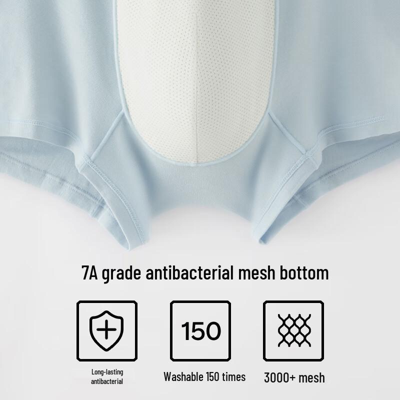 Men's Breathable Antibacterial Cotton Boxer Briefs 3-Pack