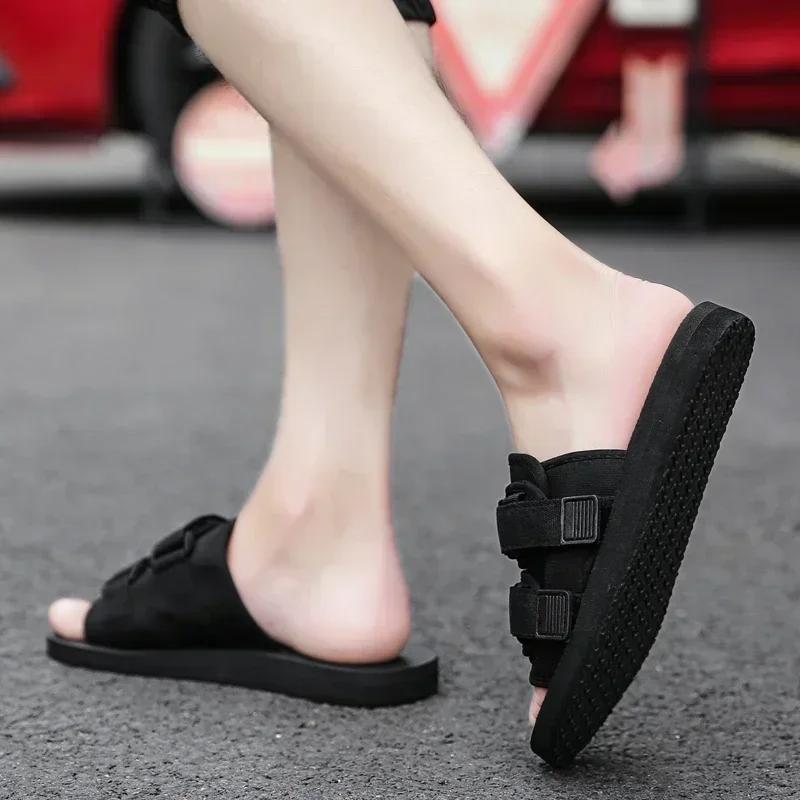 Summer Man Sandals Men Crox Style Original Men's Sandals Large Shiatsu Slippers Authentic Leather Shoes Man Social Shoe Male