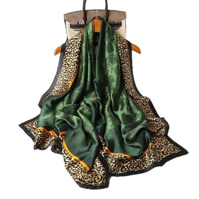 Spring and Summer New Printed Shawl Leopard Print Yiqu Silk Scarf Imitation Silk Scarf Versatile Headscarf Long Scarf Thin Brocade
