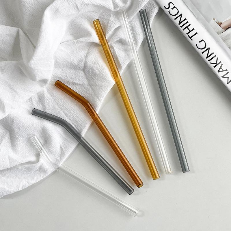 Reusable Eco Friendly Transparent Glass Straws Drinkware Accessory For Smoothies Cocktails Drinking