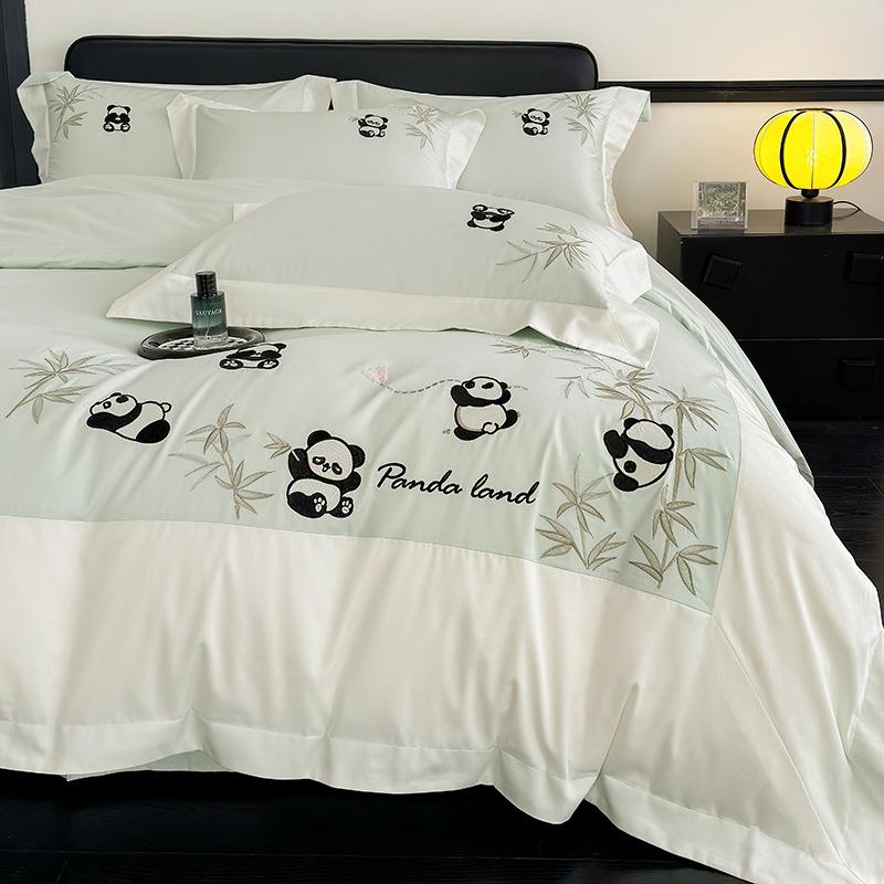 Class A Maternal And Infant Grade 240 Long-Staple Cotton4-Pcs Set Of Pure Cotton Satin Embroidered Quilt Cover, Bed Sheet Skin-Friendly Mattress