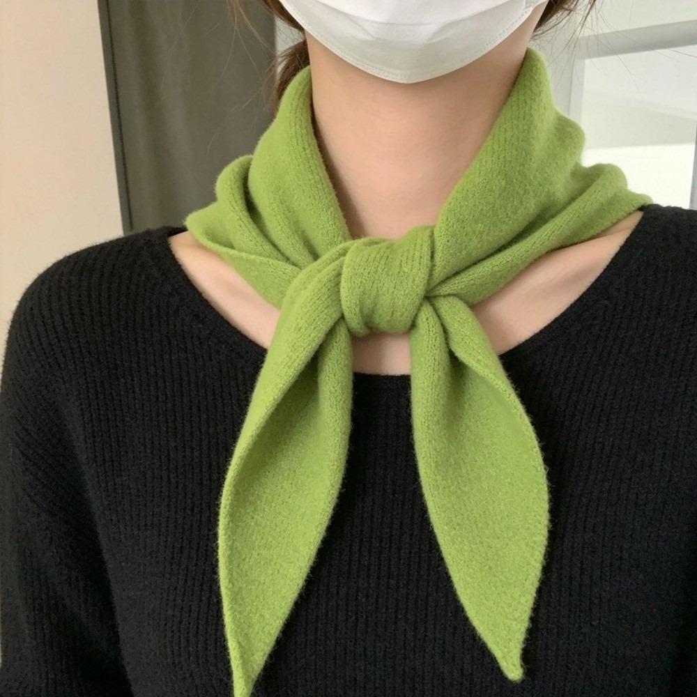 Solid Color Knitted Triangle Scarf Striped False Collar Neck Cover Cross Scarves Girl