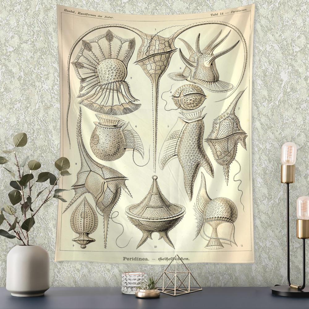 Boho Style Psychedelic Witchcraft Art Mystic Home Decor Undersea Insect Identification Map Tapestry Wall Hanging