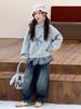 Girls' Plaid Patchwork Hooded Sweatshirt: 2026 Autumn Style for Middle and Older Children - Faux Two-Piece Long-Sleeve Top