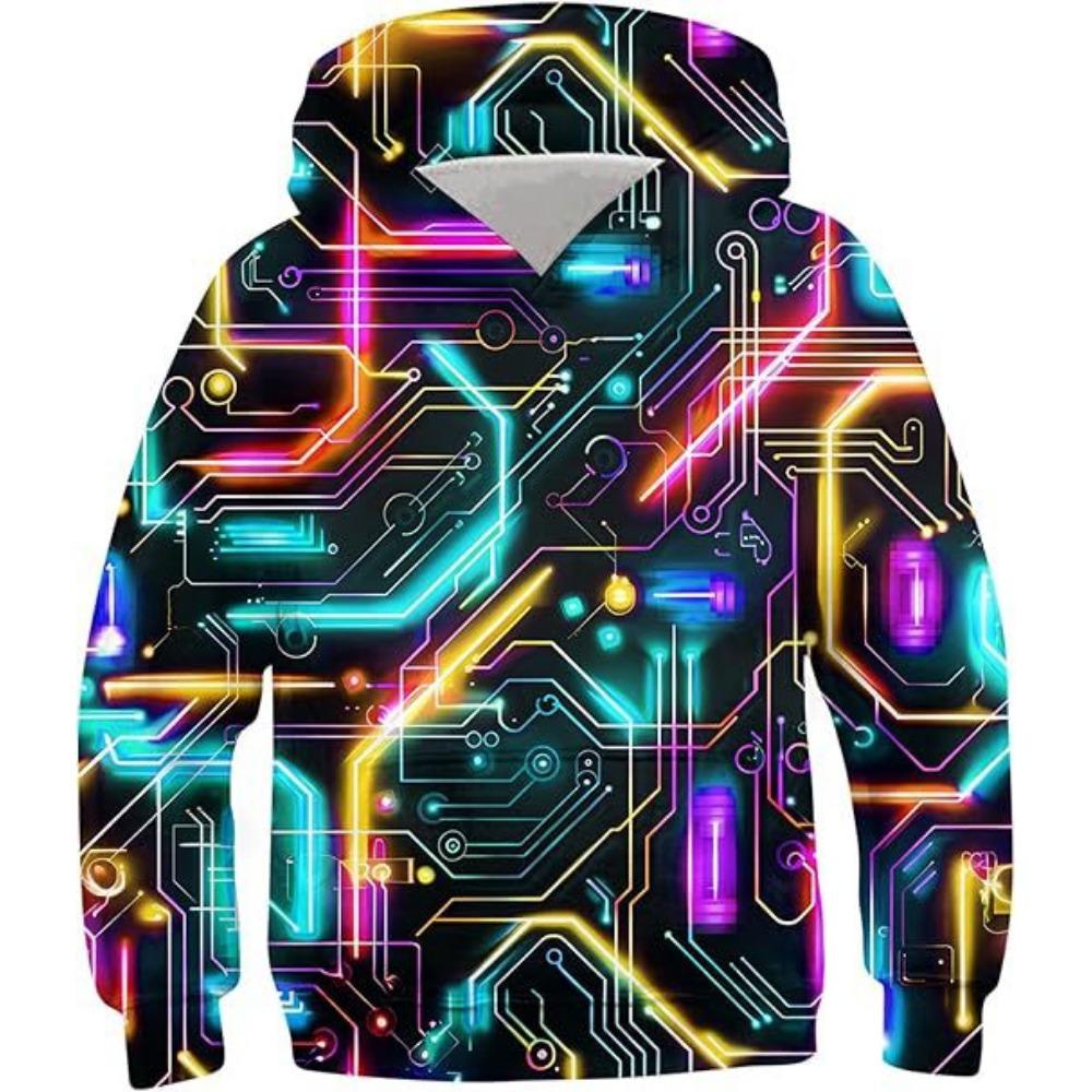 Children's Colorful Cool 3D Digital Printed Boys' Personalized Fashion Hoodie Sweatshirt