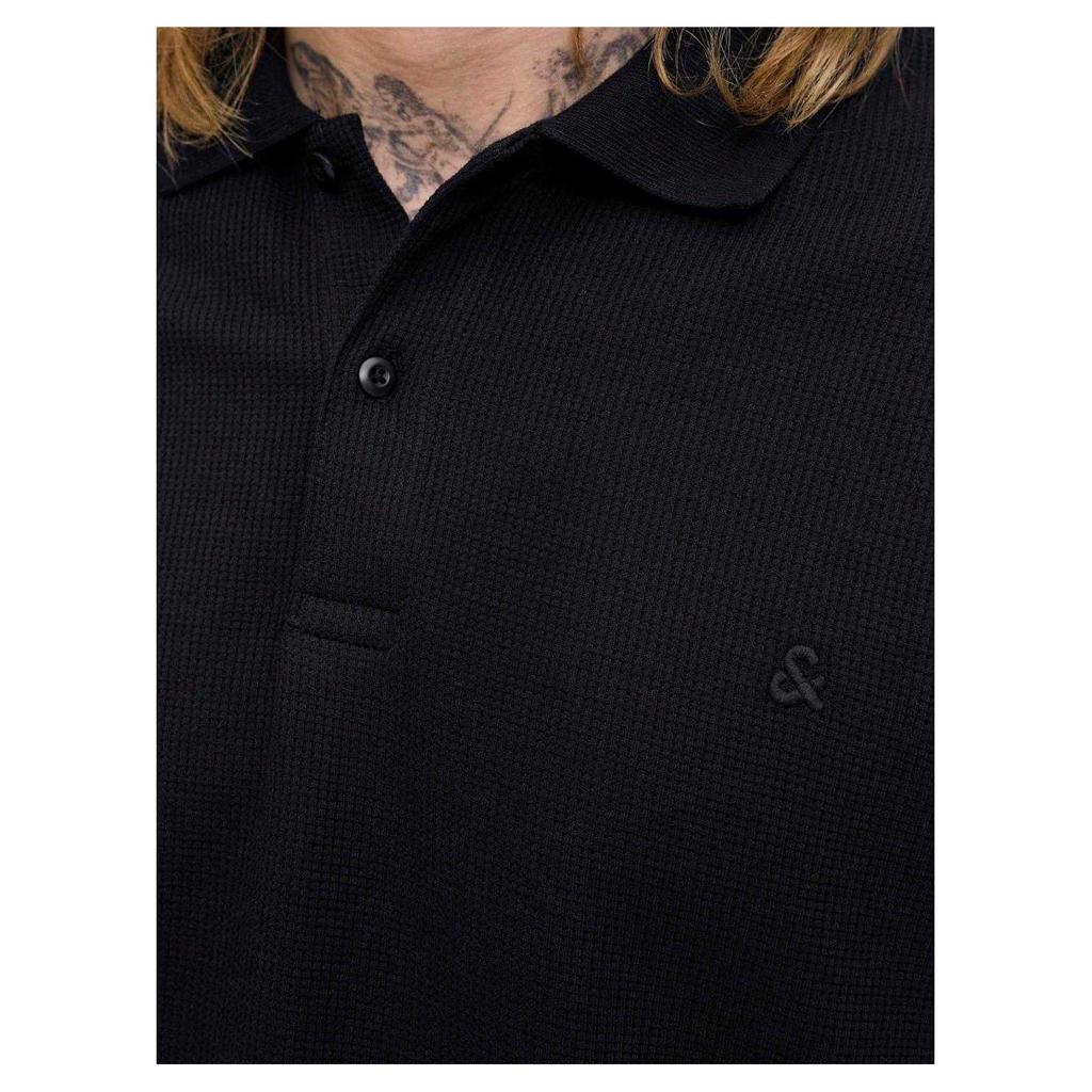 Jack And Jones Mens Textured Long-Sleeved Polo Shirt