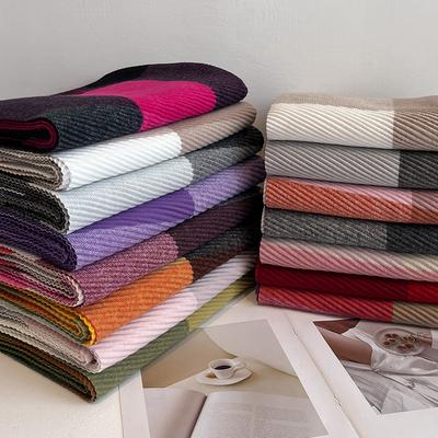 Gefalteter Patchwork Regenbogen Schal Für Frauen Im Winter Warm Kaschmir Koreanischer Vielseitiger Schal Schal Jacquard Schals