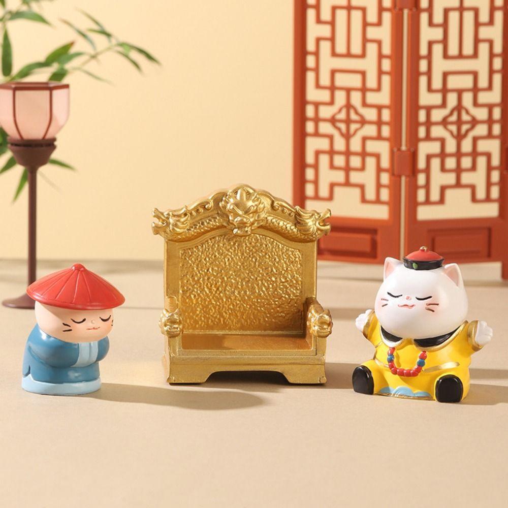 Miniature Supremo Cat Ornament Emperor Cat Cartoon Cat Ornaments Mini Resin Doll Desk Decor