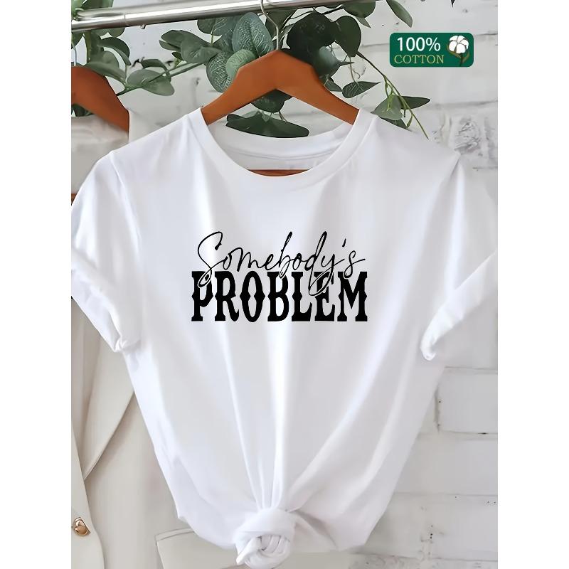 European Sizes PROBLEM Letter Home, Leisure, Fashion, Versatile, Commuting, Sports, Versatile And Comfortable Sports T-shirt