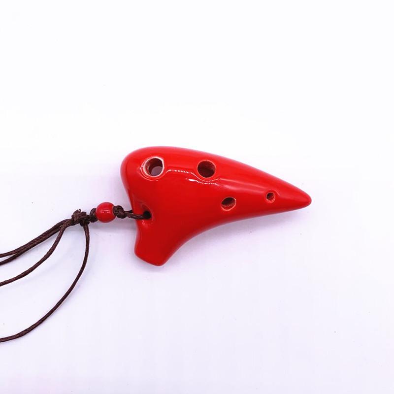 Mini 6 Holes Alto Tone C Necklace Ocarina Ceramic Black Pottery Flute Instrument With Hang Rope 7 Colours Optional