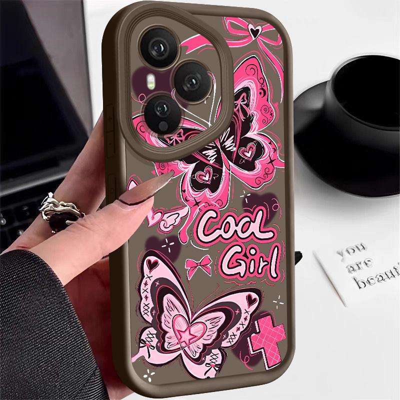 Cool Girl Butterfly Painting Case For Honor 400 Lite 200 Pro Shockproof Bumper Soft Cover Funda For Honor X9C Smart X8C Magic 7