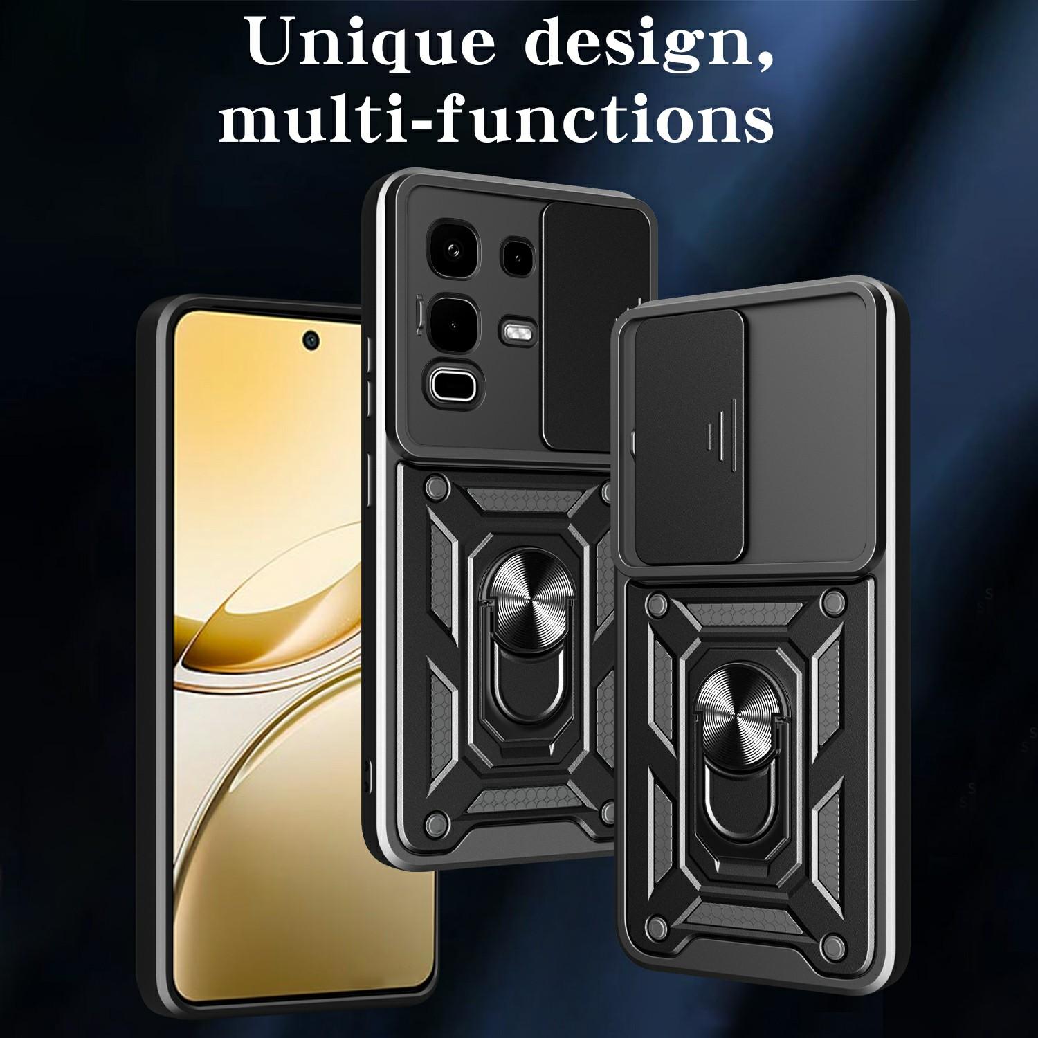 

For Infinix Note 50s 5G Case with Slide Camera Lid PC+TPU Kickstand Phone Cover Blue