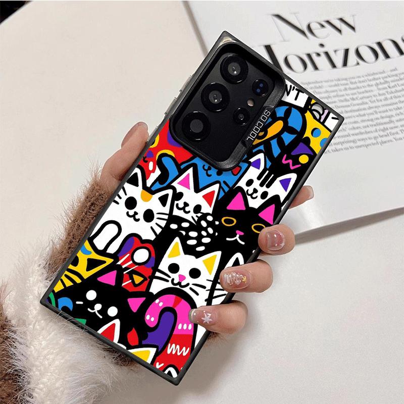 Cartoon Cute Cats Theme Shockproof Phone Case for Samsung Galaxy S26 Edge S25 Ultra S24 FE S23 Plus S21 Cover Anti Fall Fundas