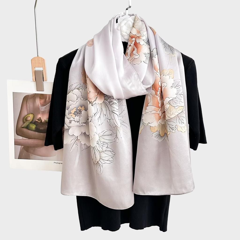 100% Pure Real Silk Scarf Women Neck Shawls Wraps Foulard Scarves Pashmina Female Hijab Bandana Kerchief Luxury Schals Bufandas
