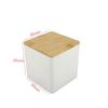 Bamboo Lid Square Metal Storage Tin for Coffee, Sugar, Tea - European American Style