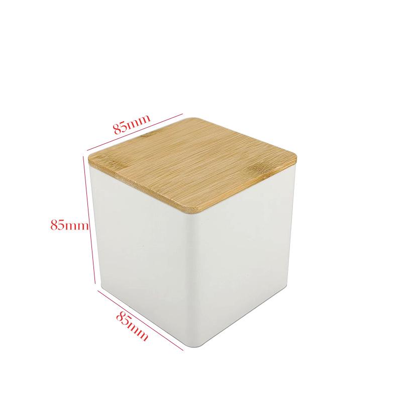 Bamboo Lid Square Metal Storage Tin for Coffee, Sugar, Tea - European American Style