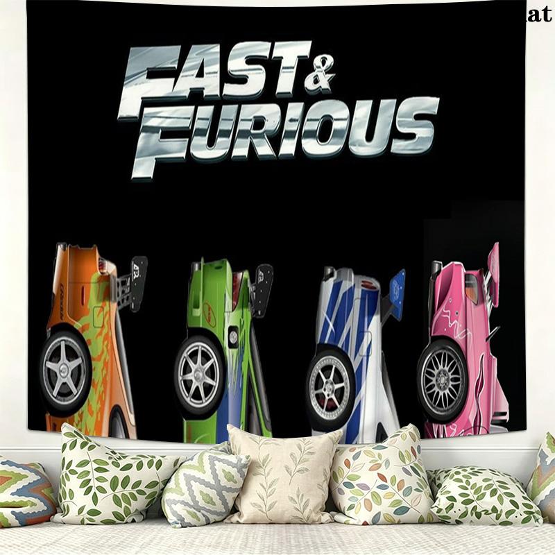 Autorennen Fast Furious Wandteppich Ästhetischer Wandbehang Bedruckter Stoffdecke Dekorative Wandteppiche für Schlafzimmer Wohnzimmer Heimdekoration