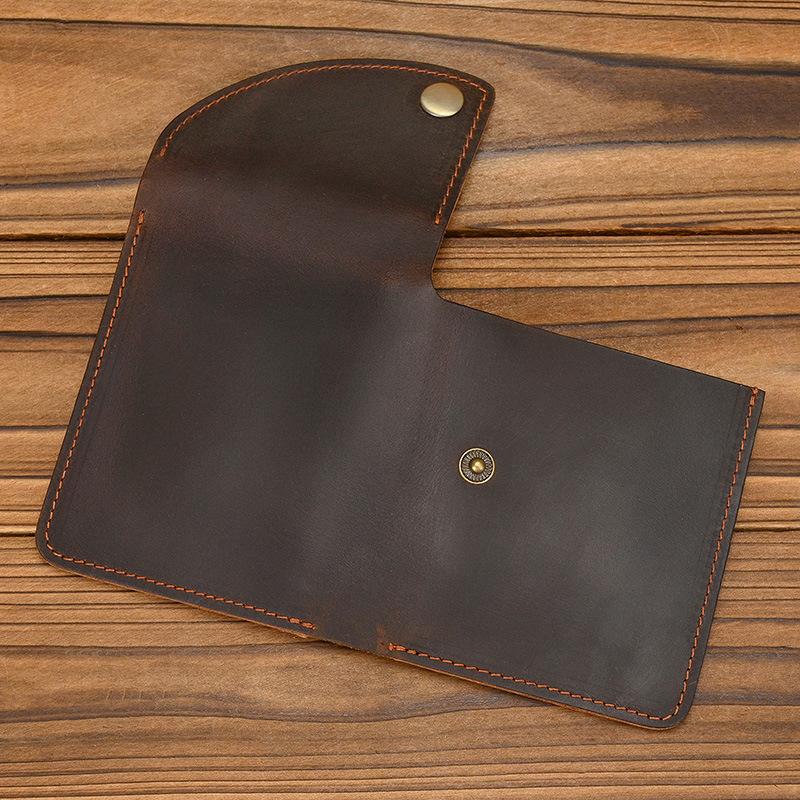 Retro Crazy Horse Leather Card Bag Men'S Leather Short Wallet Men'S Card Bag First Layer Cowhide Card Clip