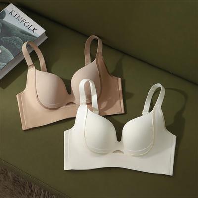 Traceless Steel Rim Full Cup Bra Massage Cup Fat Mm Big Chest Thin Gathering Adjustment Type