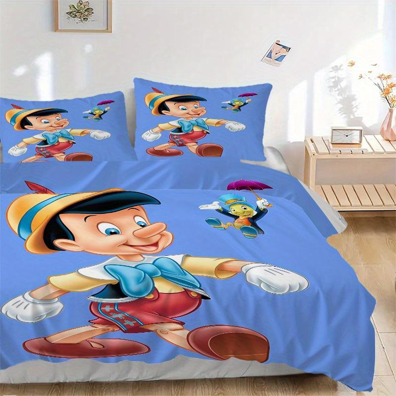 3pcs Pinocchio & Jiminy Cricket Bedding Set, Including 1 Quilt Cover and 2 Pillow Shams, Without Filling, Soft and Comfortable Home Bedroom Fabri