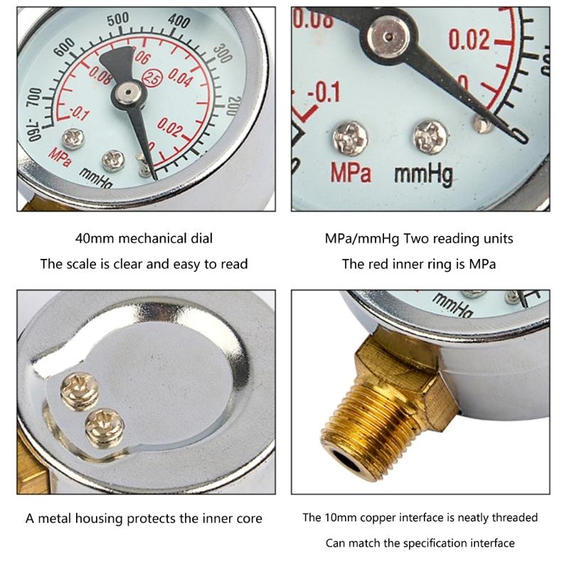 40mm Pool Filter Water Pressure Dials Hydraulic Pressure Gauge Meter Manometer 1/8" NPT for Air Compressor Water Systems