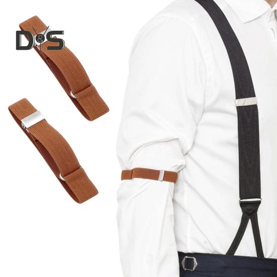 1 Pair Unisex Armband Adjustable Faux Leather 2CM Width Solid Color Elastic Shirt Sleeve Holder Arm Cuffs Bands Party Wedding Clothing Accessories