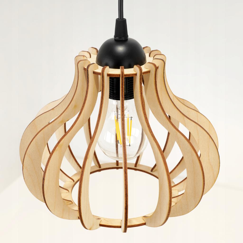 Hanging Lamp, Ceiling Chandelier, Wooden, Led Lampshade