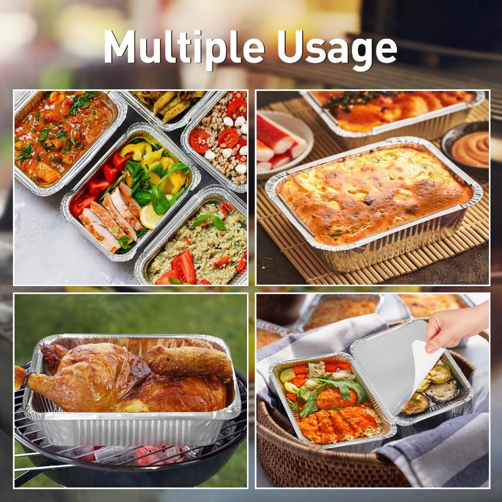 10PCS Con Tapas Contenedores de Comida de Aluminio Cuadrados Bowl para Barbacoa Nuevos Moldes para Hornear Para Llevar