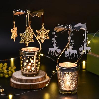 Suport de lumânare rotativ fierbinte, sfeșnic, decorațiune de casă, cadou de Hallowmas, Crăciun, decor de cameră de petrecere, suport de lumânare carusel