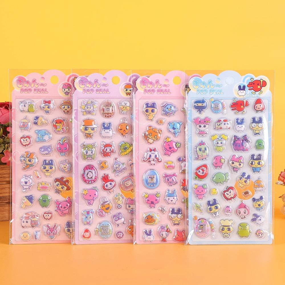 Discover Intime Unisex Kids 1/4Pcs Adorable Cartoon Cartoon Tamagotchi Stickers 3D Relief Stickers Cute And Charming Bubble Decal Hand Account Decoration Notebook Sticker