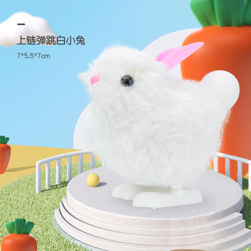 Children'S Simulation Mini Plush Clockwork Toy Chick On The Chain Will Run And Jump Bunny Animal Toy