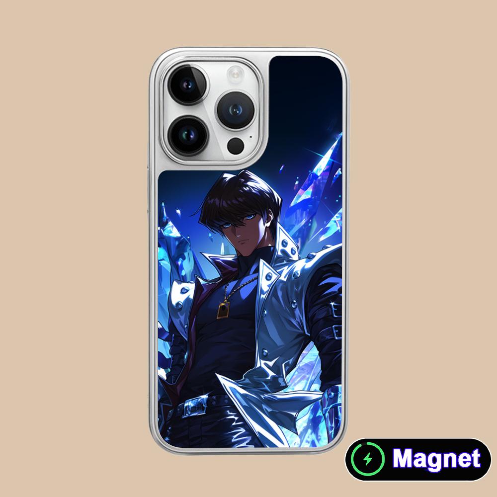 Yugioh Seto Kaiba Phone Case for iPhone 17 16 15 14 13 12 11 Air Pro Max Plus Electroplated Silver Magsafe Cover