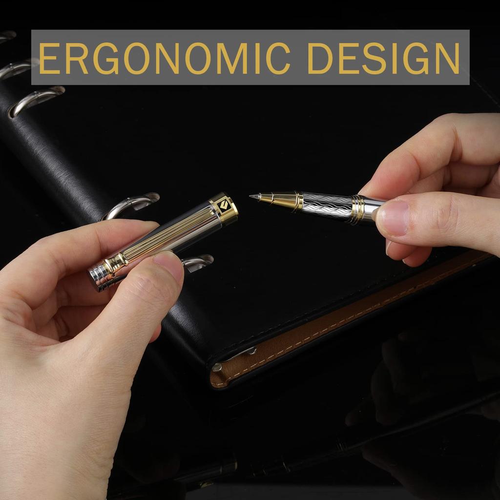 Stylo bille KEYZOR de luxe pour hommes et femmes Superbe stylo de luxe avec encre Schmidt Or 24 carats Stylo roller premium Coffret cadeau pour anniversaire -