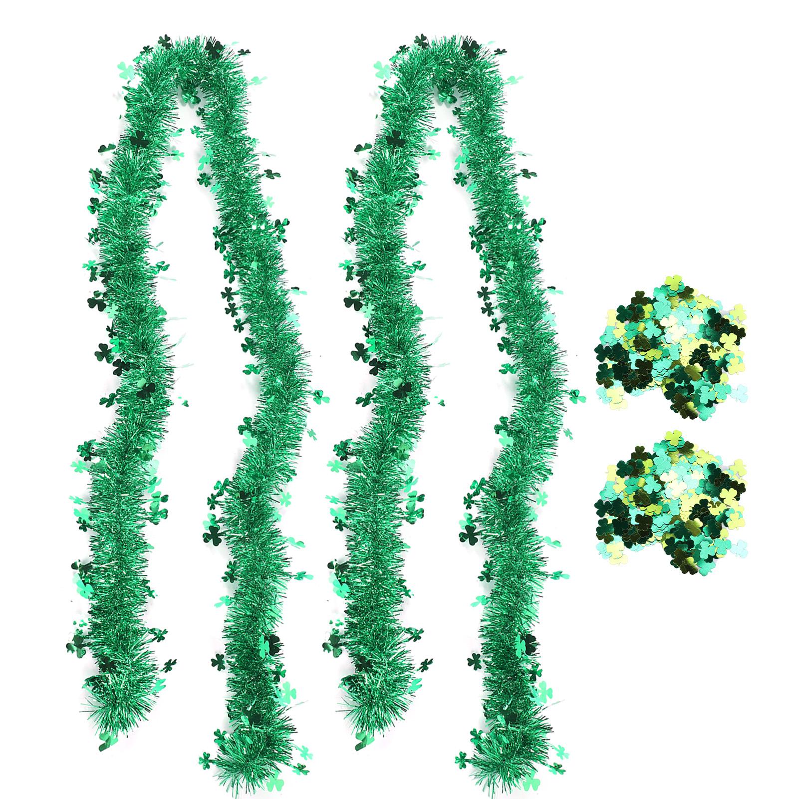 Shamrock Confetti Clover Tinsel Garland Lucky Irish Themed Craft Party Decorations