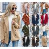 Women's Turn Down Collar Long Sleeve Fleece Jacket Loose Fit Streetwear Double Breasted Teddy Coat