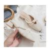 French Pearl Bowknot Women's Chunky Heel Slippers - 2025 Spring/Summer Collection